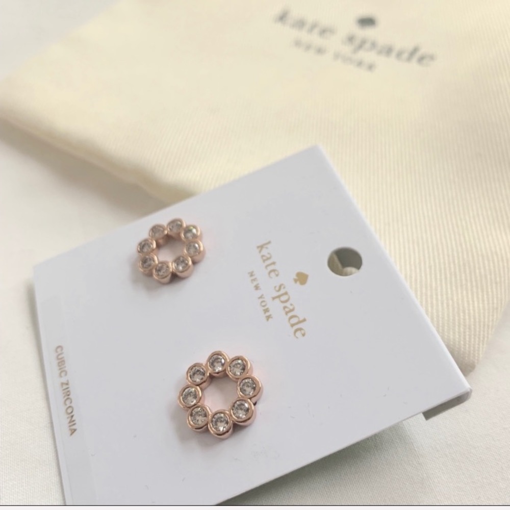 NWT Kate Spade CZ circle rose gold tone earrings - Picture 4 of 5